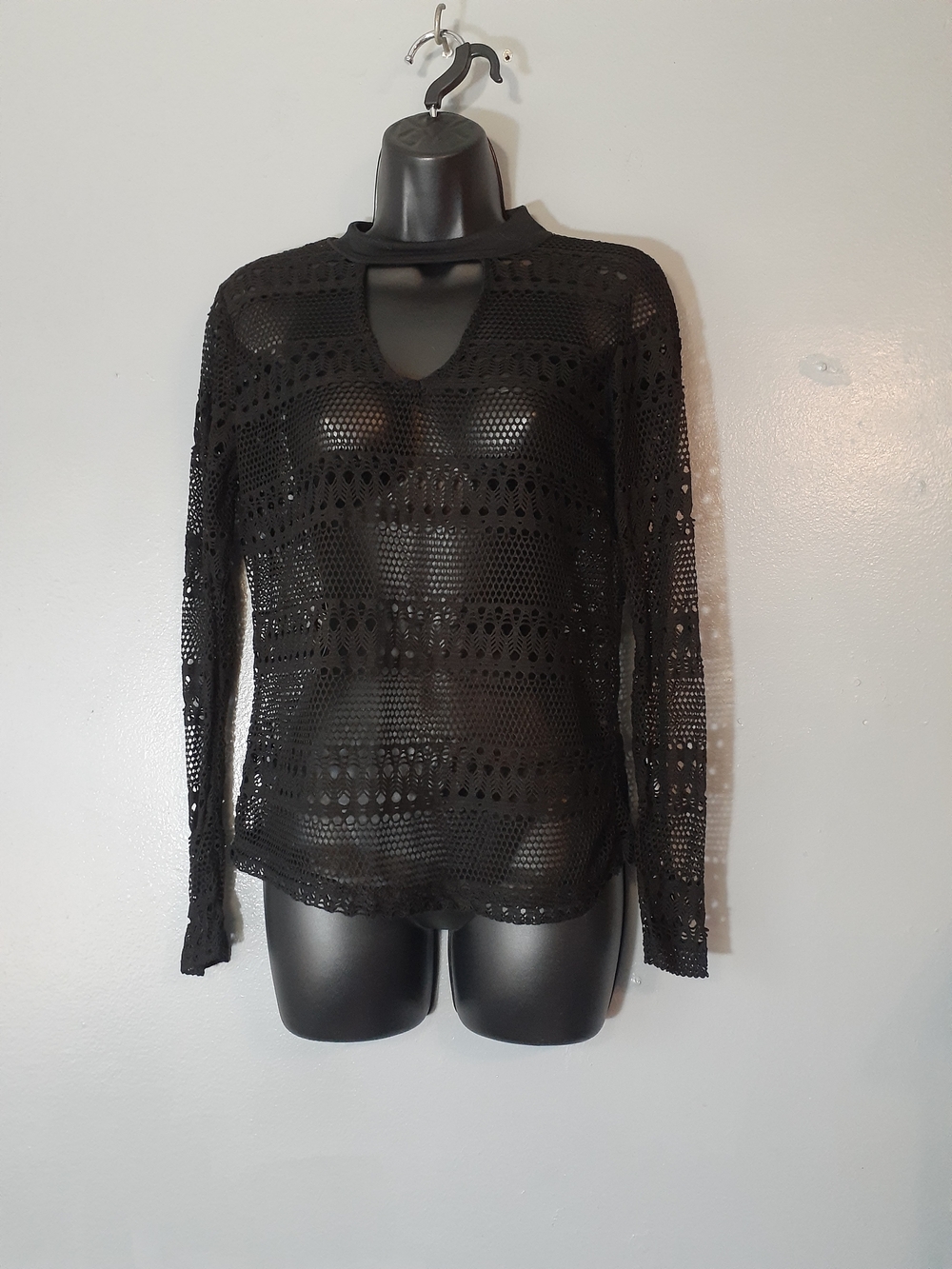 Love Black Cut Out Crochet Top